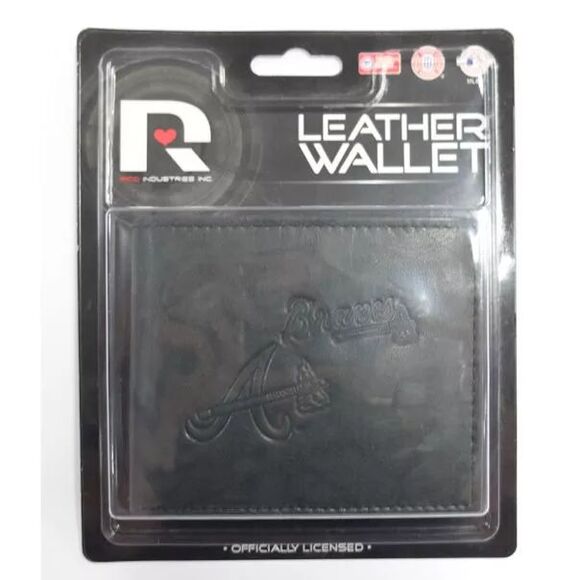 Rico Industries MLB Atlanta Braves Laser Engraved Billfold Wallet in Black - Picture 2 of 3